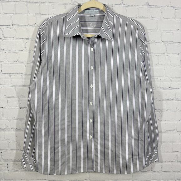 Foxcroft Shirt Womens Size 16 Wrinkle Free Long Sleeve Abstract Travel Friendly - Picture 1 of 11